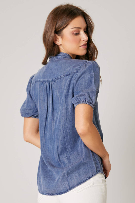 Georgina Button Front Bow Top