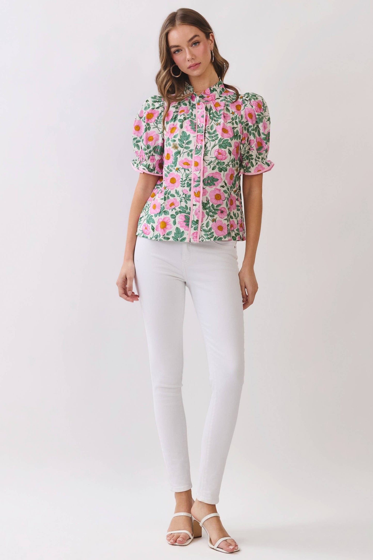 Floral Print Puff Sleeve Blouse