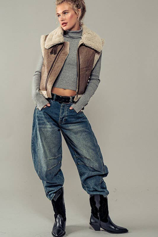 Sherpa Lined Cropped Vest