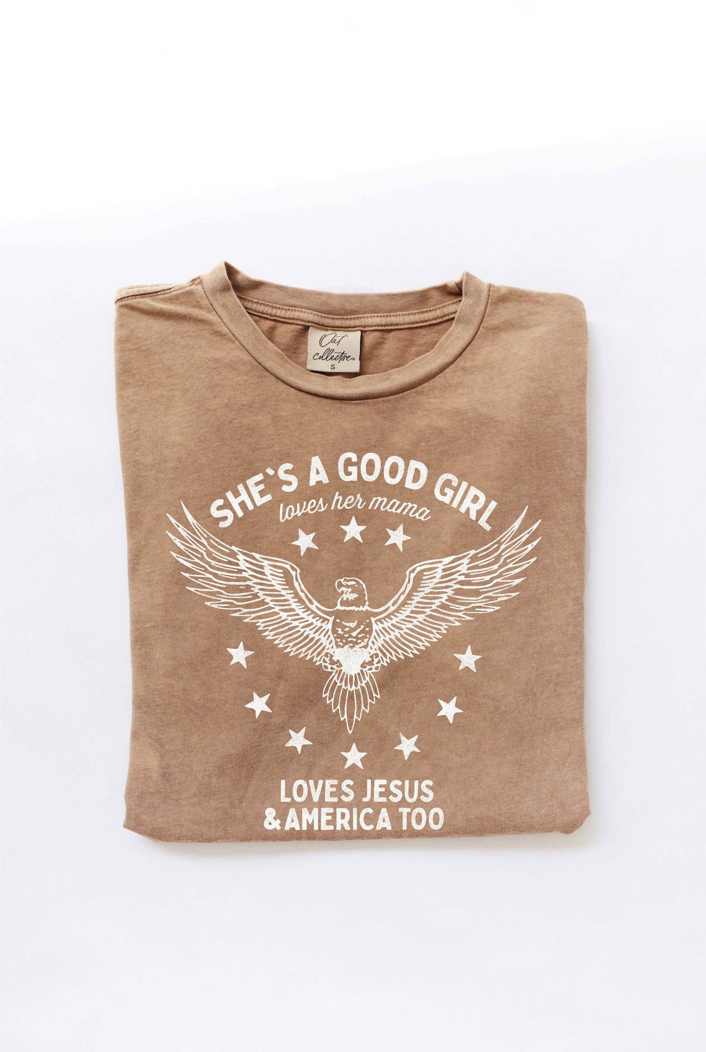 SHE'S A GOOD GIRL Mineral Washed Graphic Top