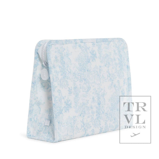 Roadie Large - Bunny Toile Blue Zip Pouch