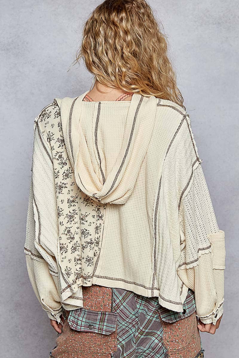 Balloon sleeve semi cropped knit top