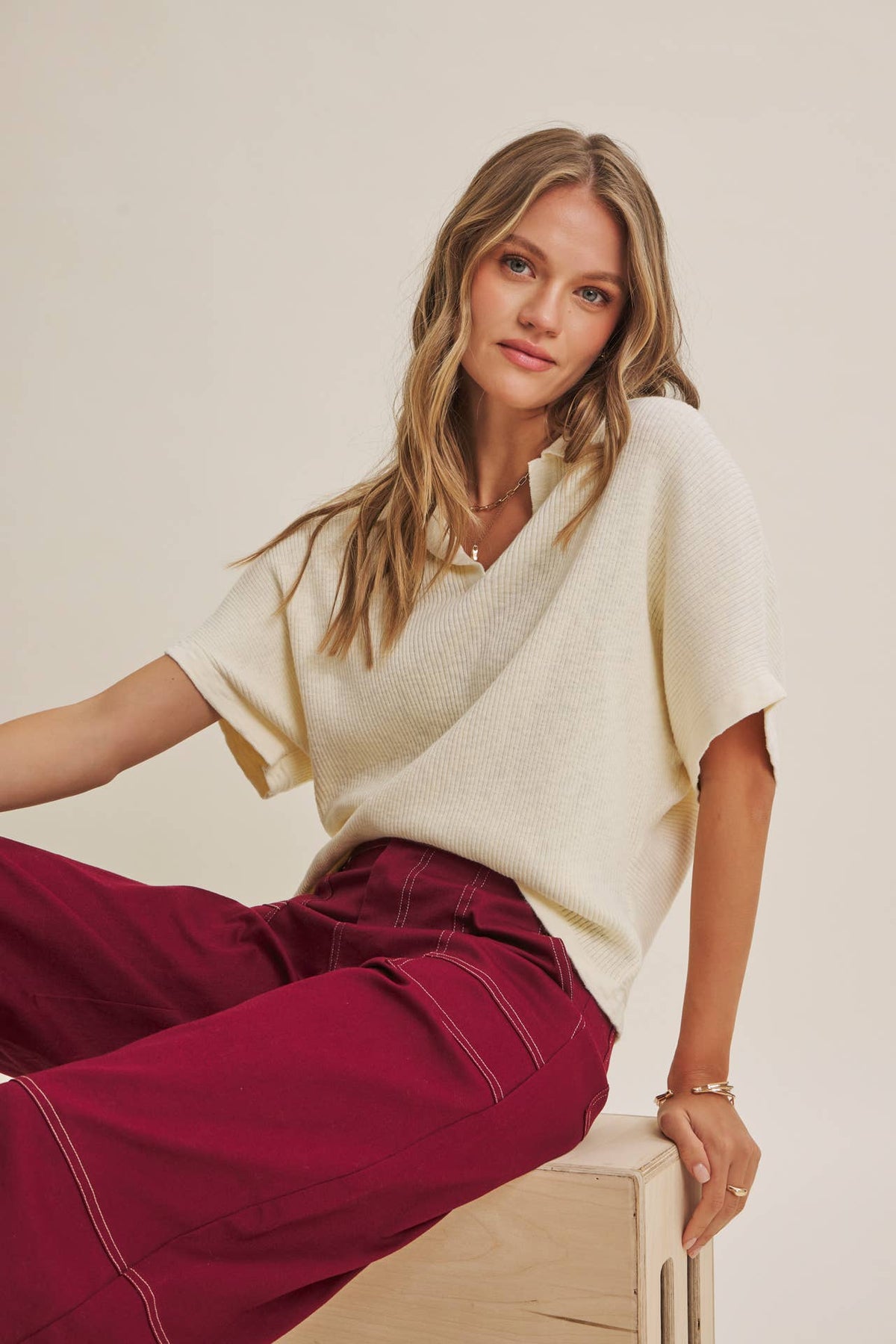 Relaxed Slub Rib Dolman Sweater