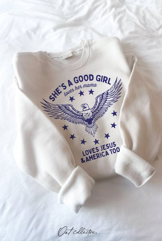 SHE'S A GOOD GIRL Graphic Sweatshirt - Pullover Style