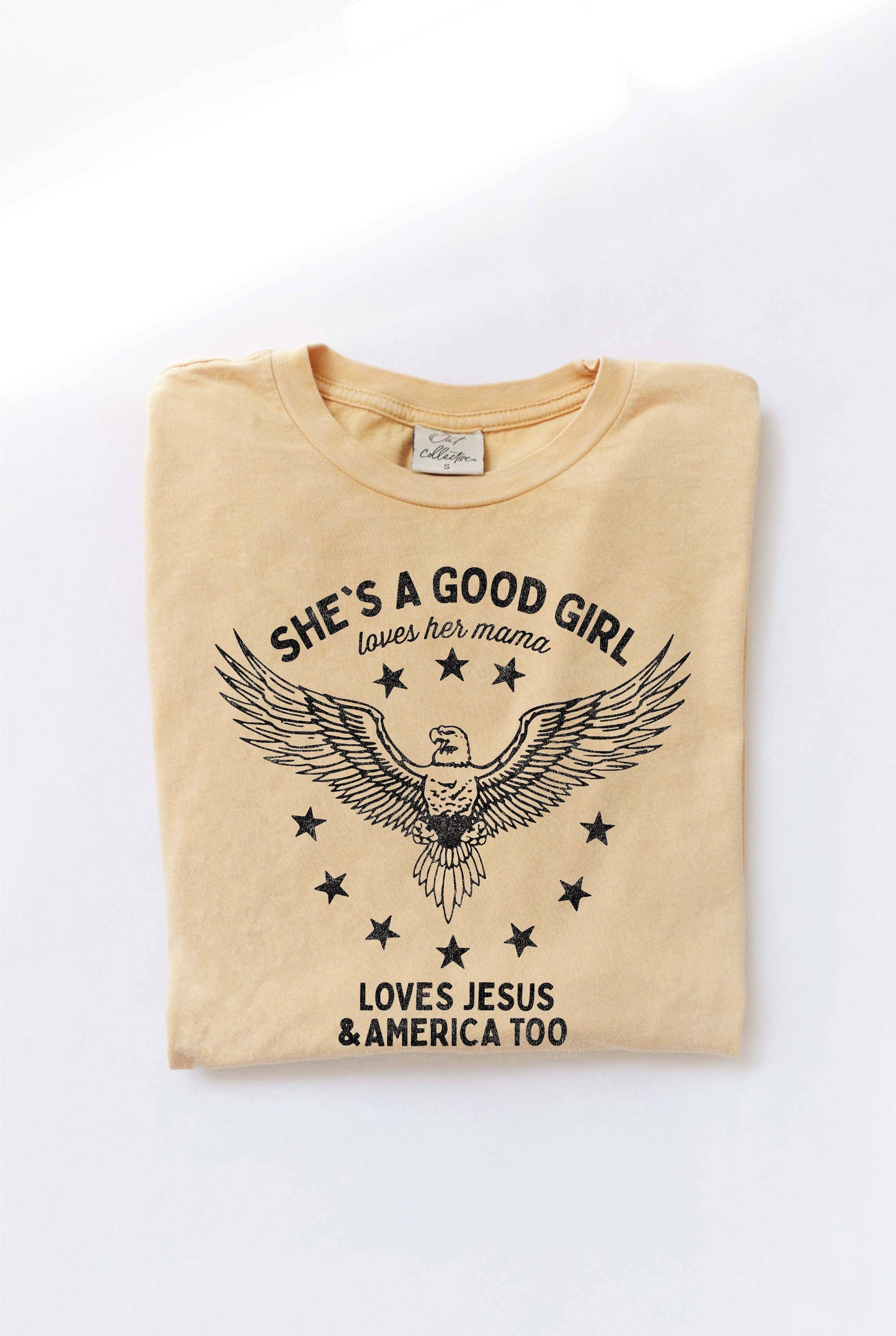 SHE'S A GOOD GIRL Mineral Washed Graphic Top