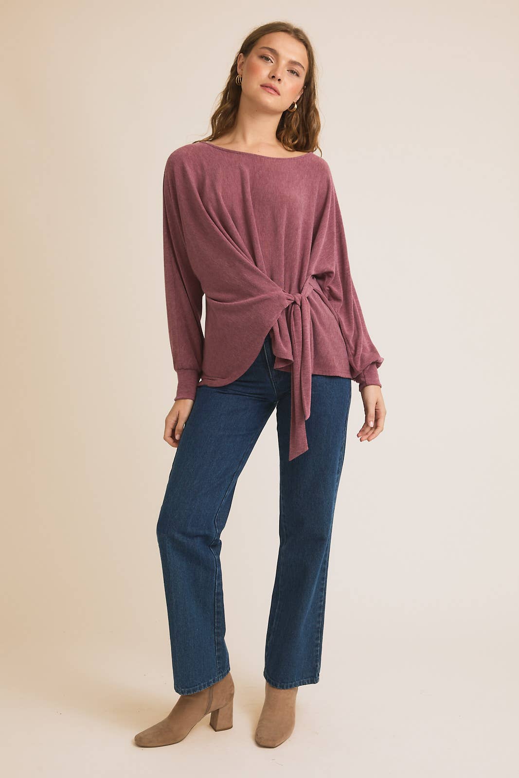 Round Neck Waist Tie top