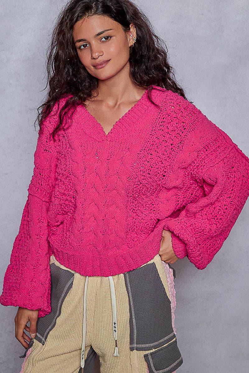 V-neck semi crop top