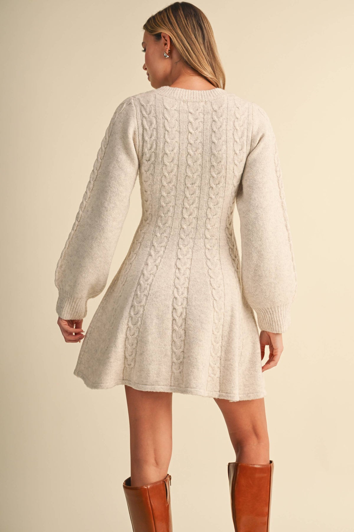 Cable Knit Fit & Flare Mini Dress