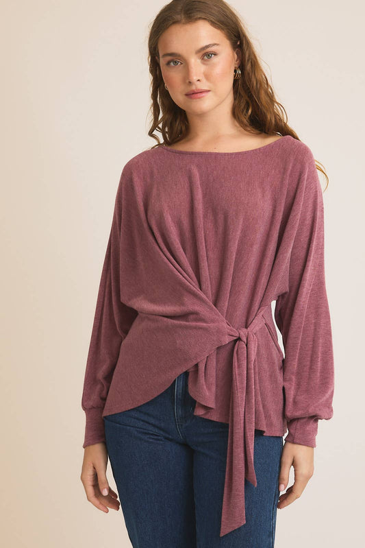 Round Neck Waist Tie top