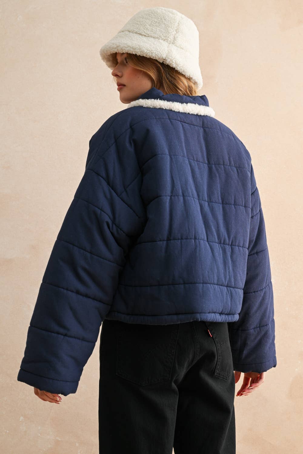 SHERPA POCKET DETAIL QUILTED JACKET