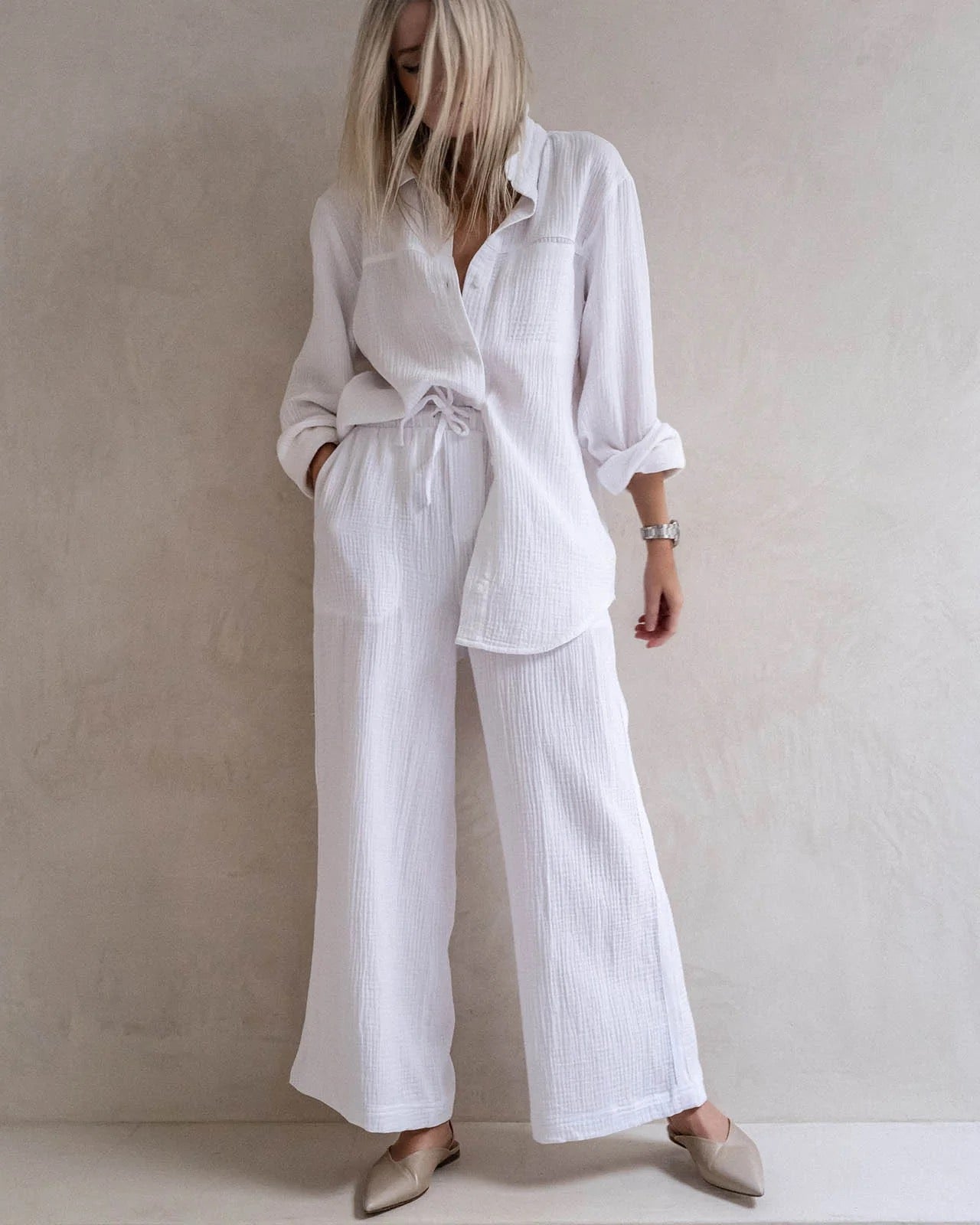 Knit Gauze Palazzo Pant