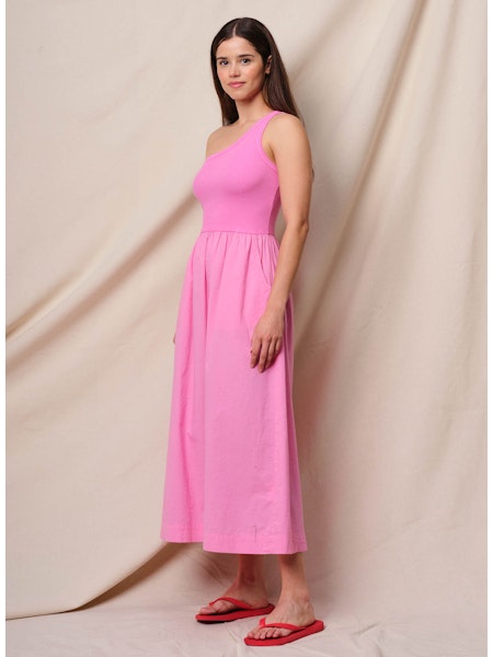 Mixed Media One Shoulder Tank Dress