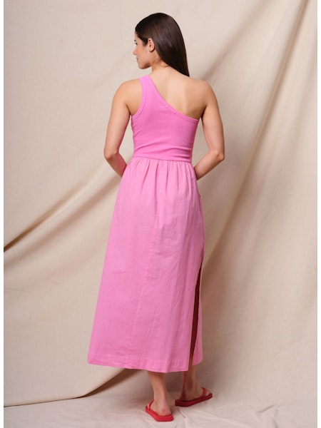 Mixed Media One Shoulder Tank Dress