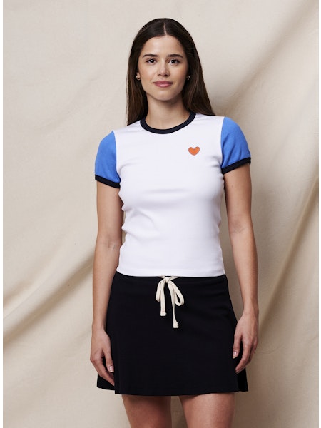 Color Block Cap Sleeve Cap Sleeve Rib Tee