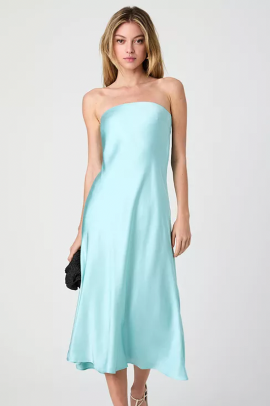 Oona Satin Strapless Midi Dress