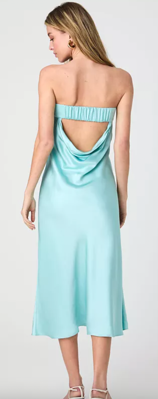 Oona Satin Strapless Midi Dress