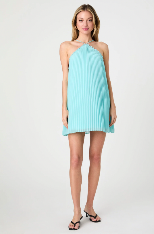 Sunburst Pleated Halter Dress