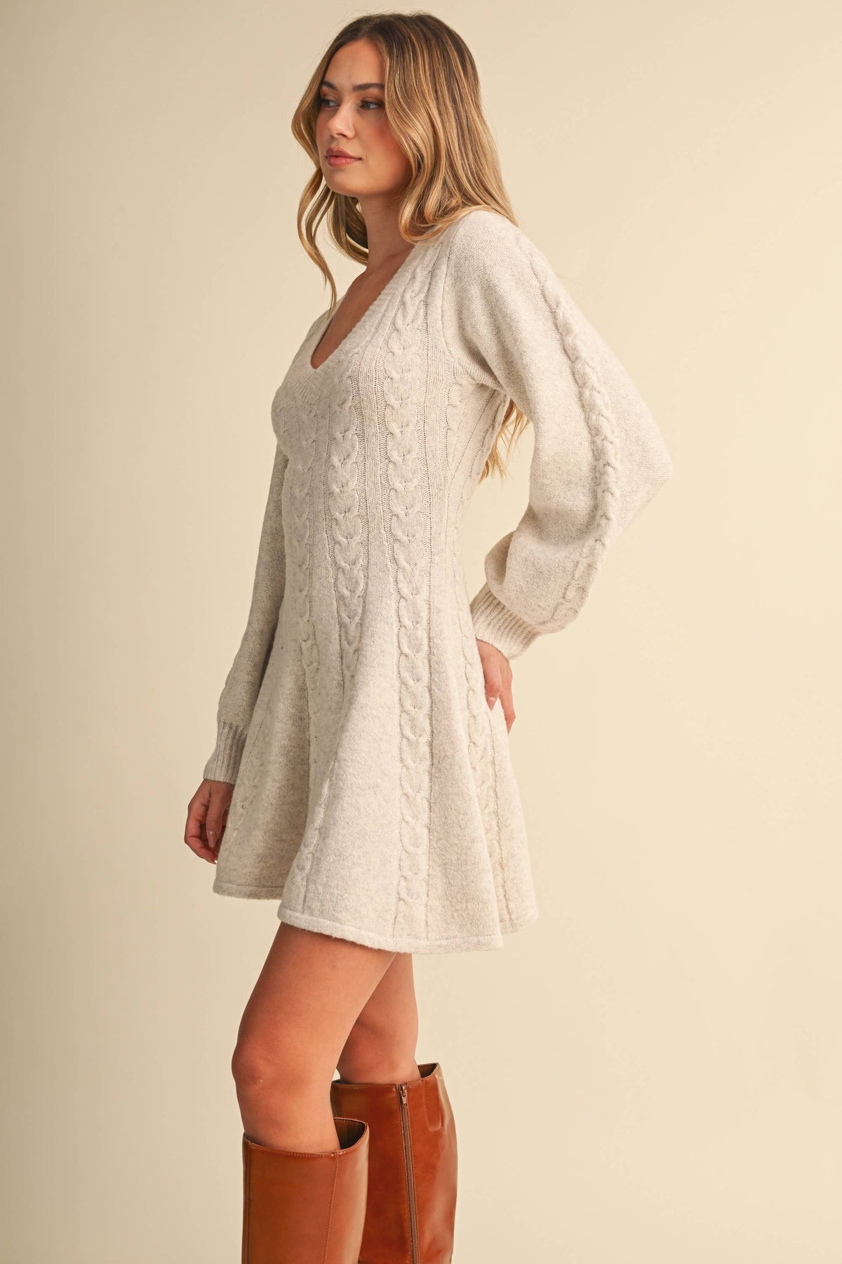 Cable Knit Fit & Flare Mini Dress