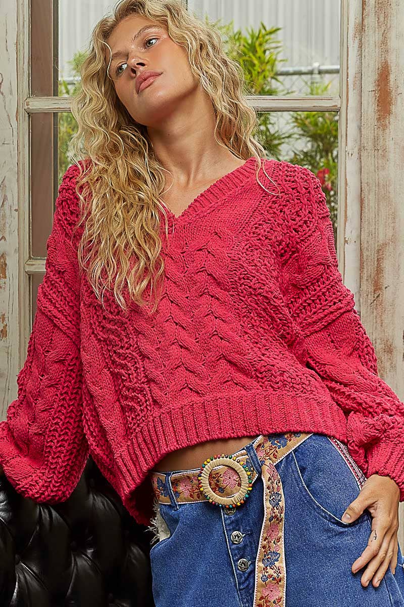 V-neck semi crop top