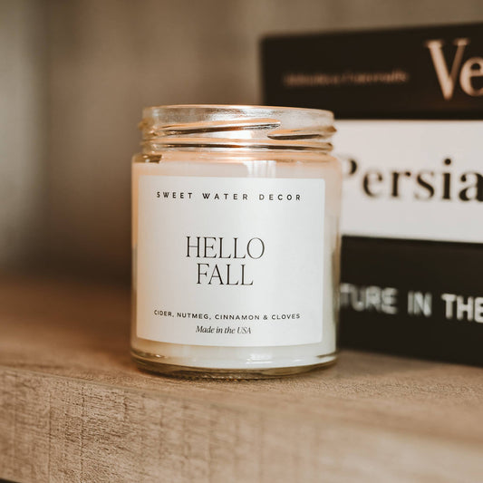 Hello Fall 9 oz Soy Candle - Fall Home Decor & Gifts