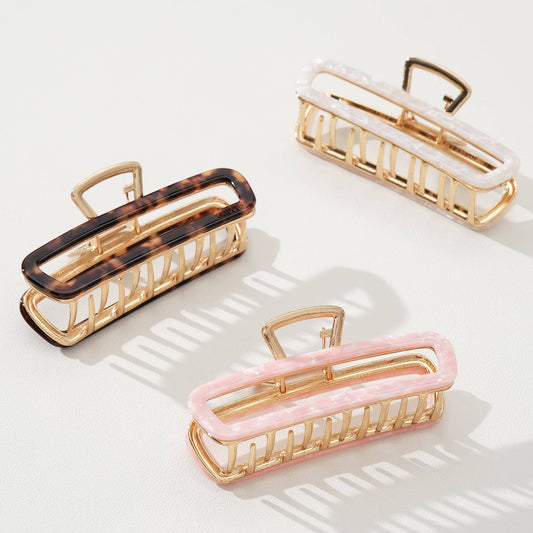 Harlow | Medium Hollow Rectangle Metal Claw Clip