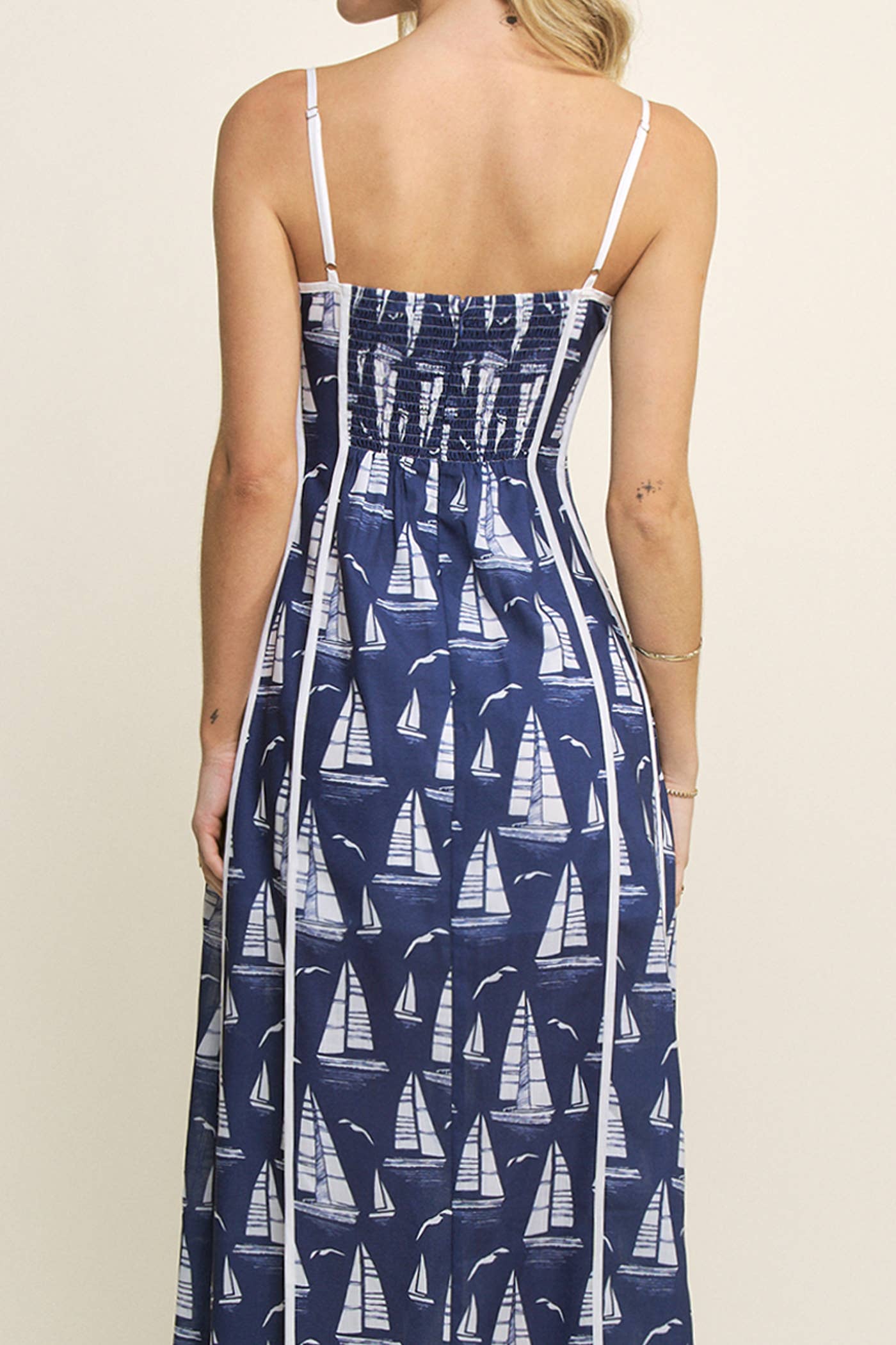Printed Piping Maxi Dress