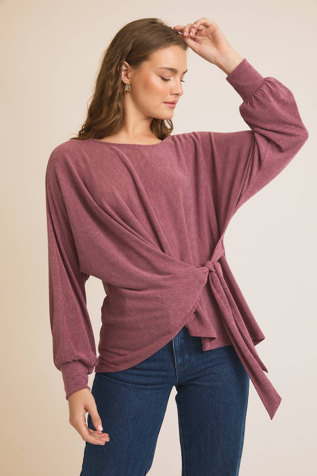 Round Neck Waist Tie top