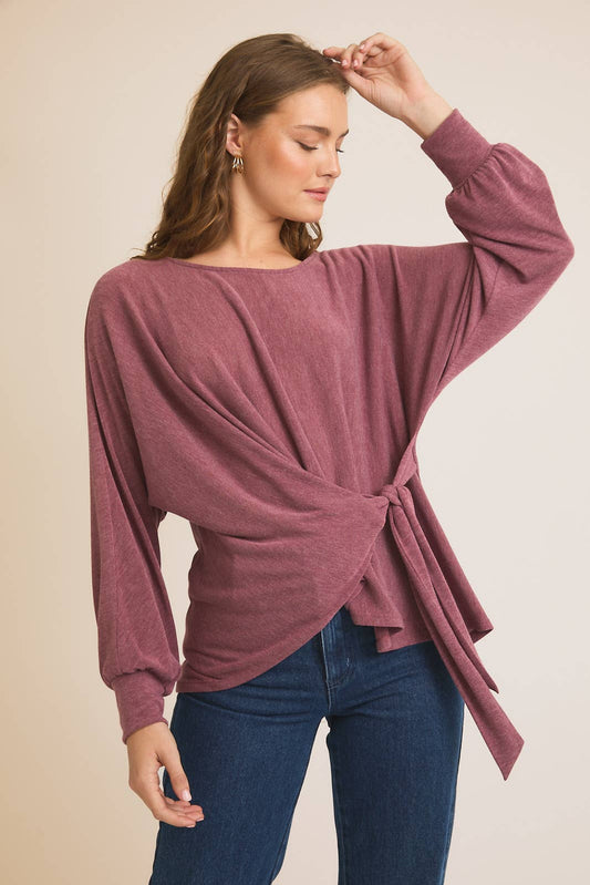Round Neck Waist Tie top