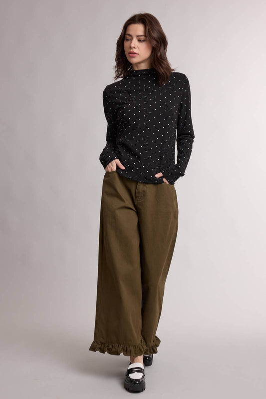 Polka Dot Mock Neck Top