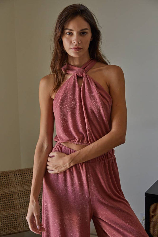 Lurex Knit Halter Top