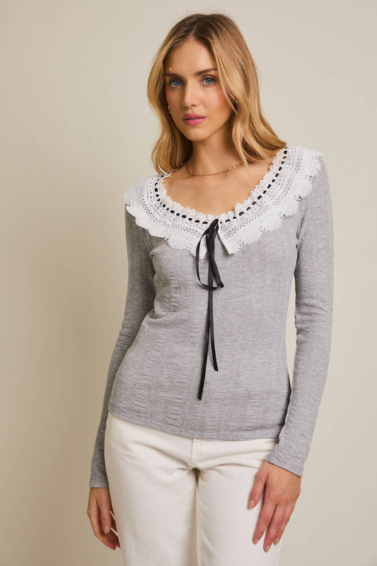 Round Neck Lace Trim top