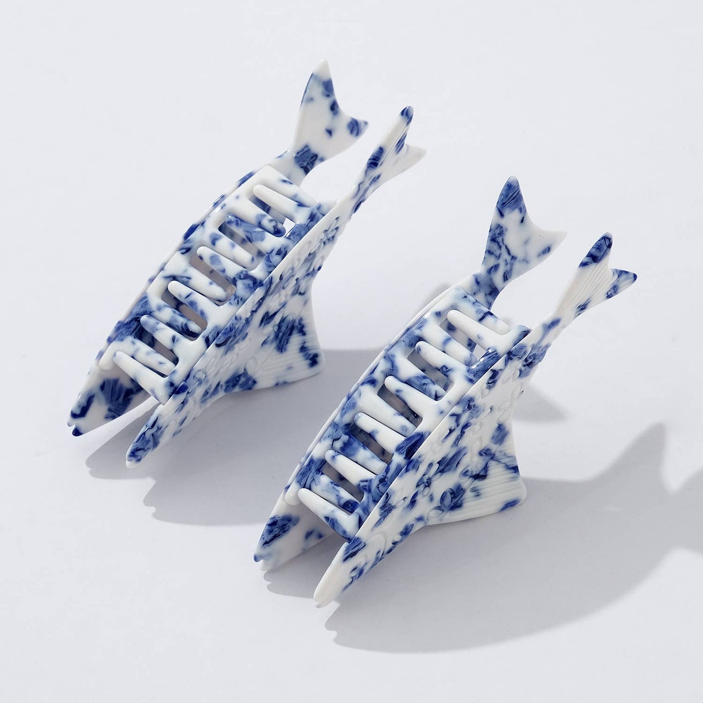 Coastal Blue Floral Fish Claw Clip