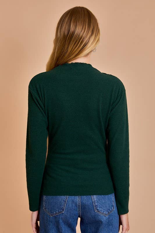 Mock Neck Shirring LS