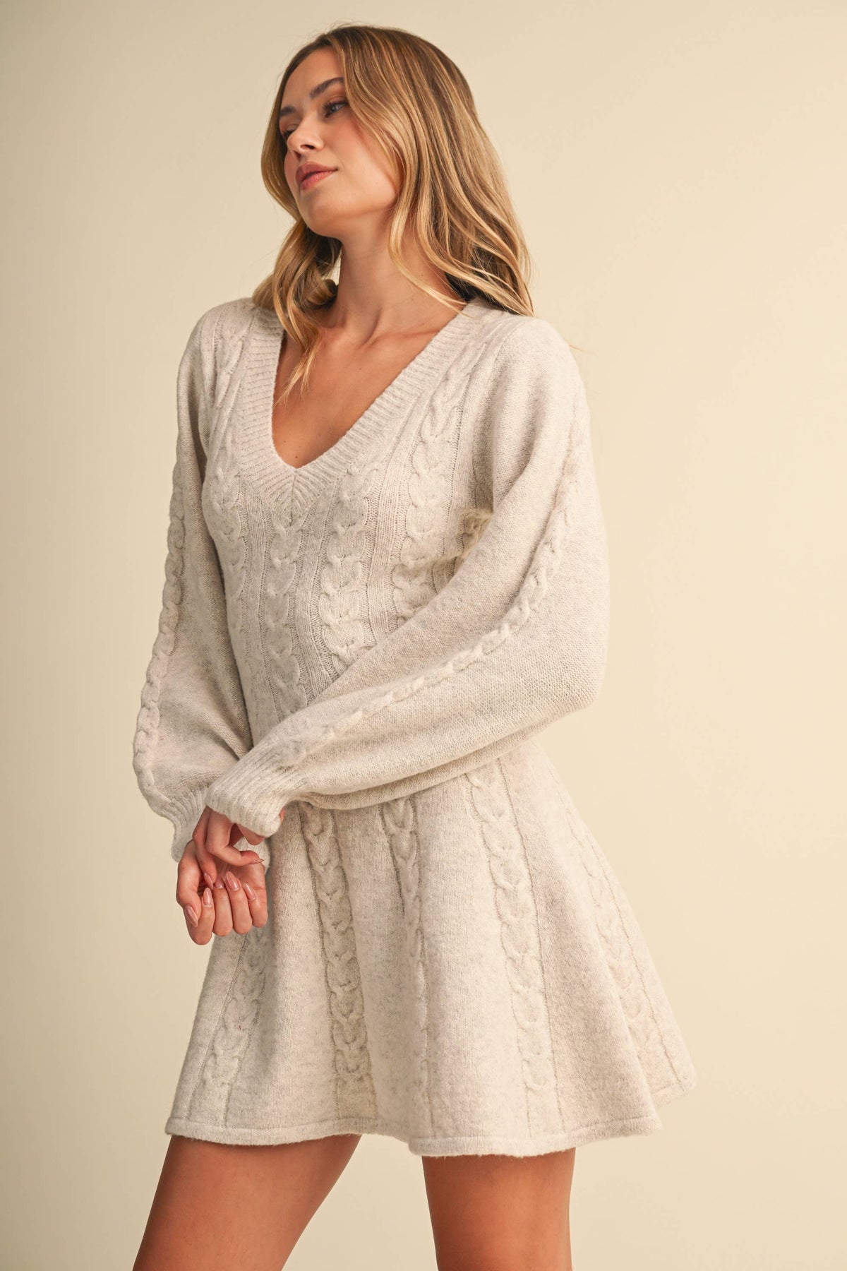 Cable Knit Fit & Flare Mini Dress