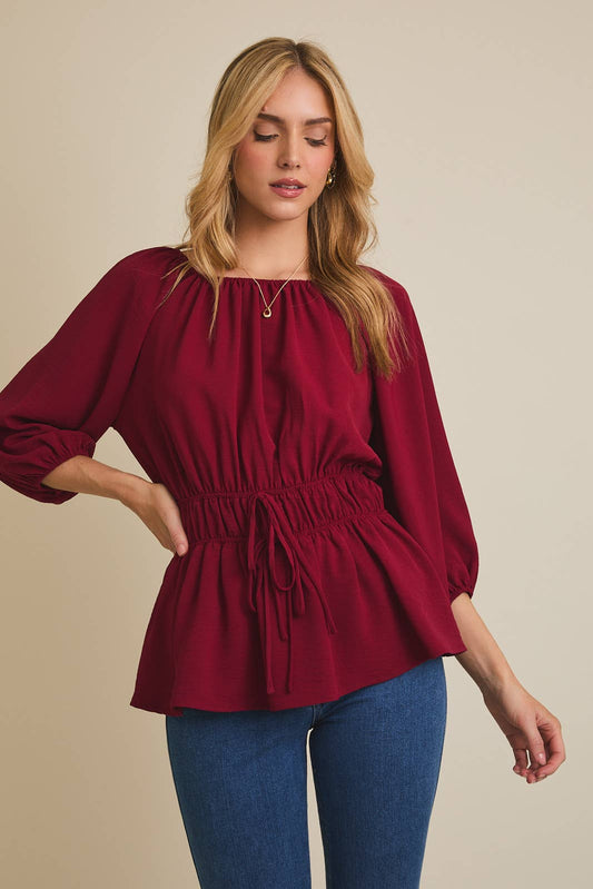 Round Neck 3/4 Sleeve Top