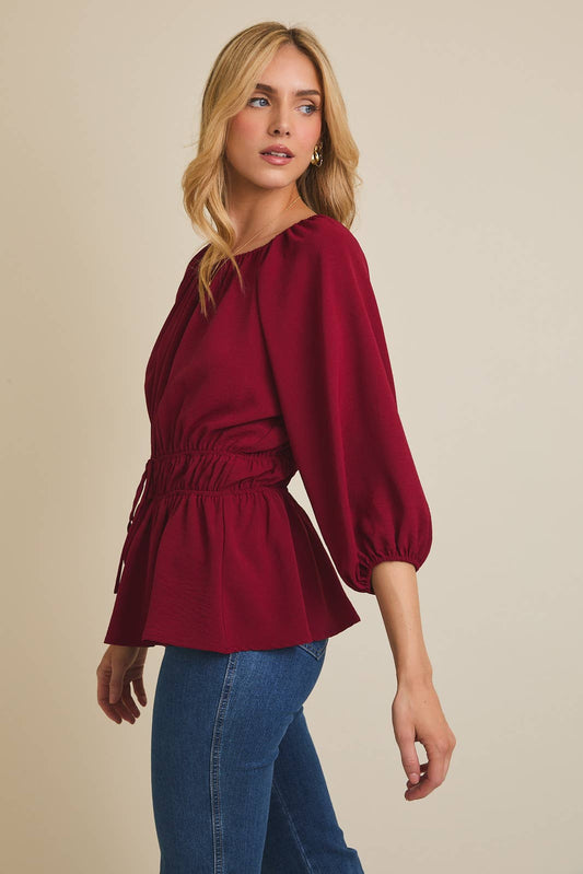 Round Neck 3/4 Sleeve Top