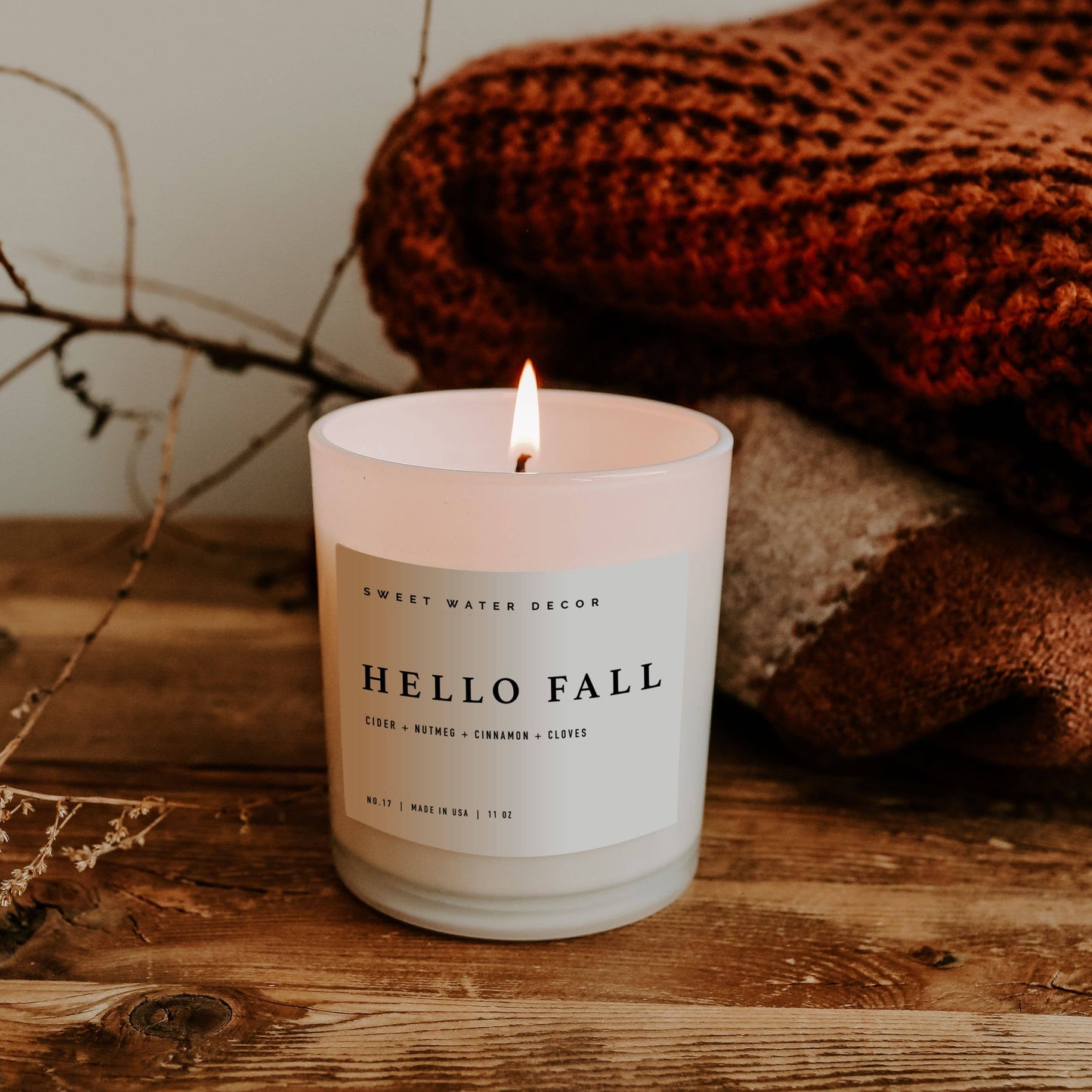 Hello Fall 11 oz Soy Candle - Fall Decor and Gifts
