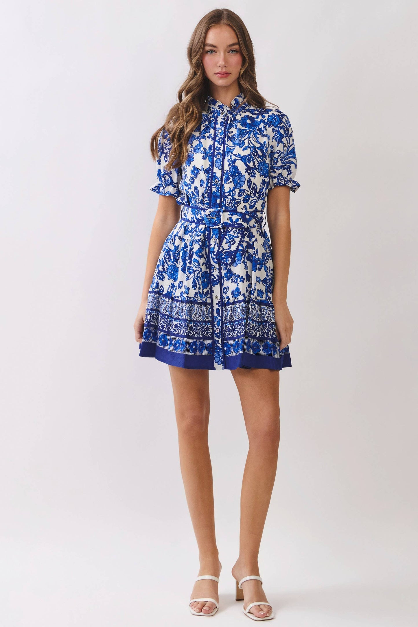Floral Print Mini Shirt Dress