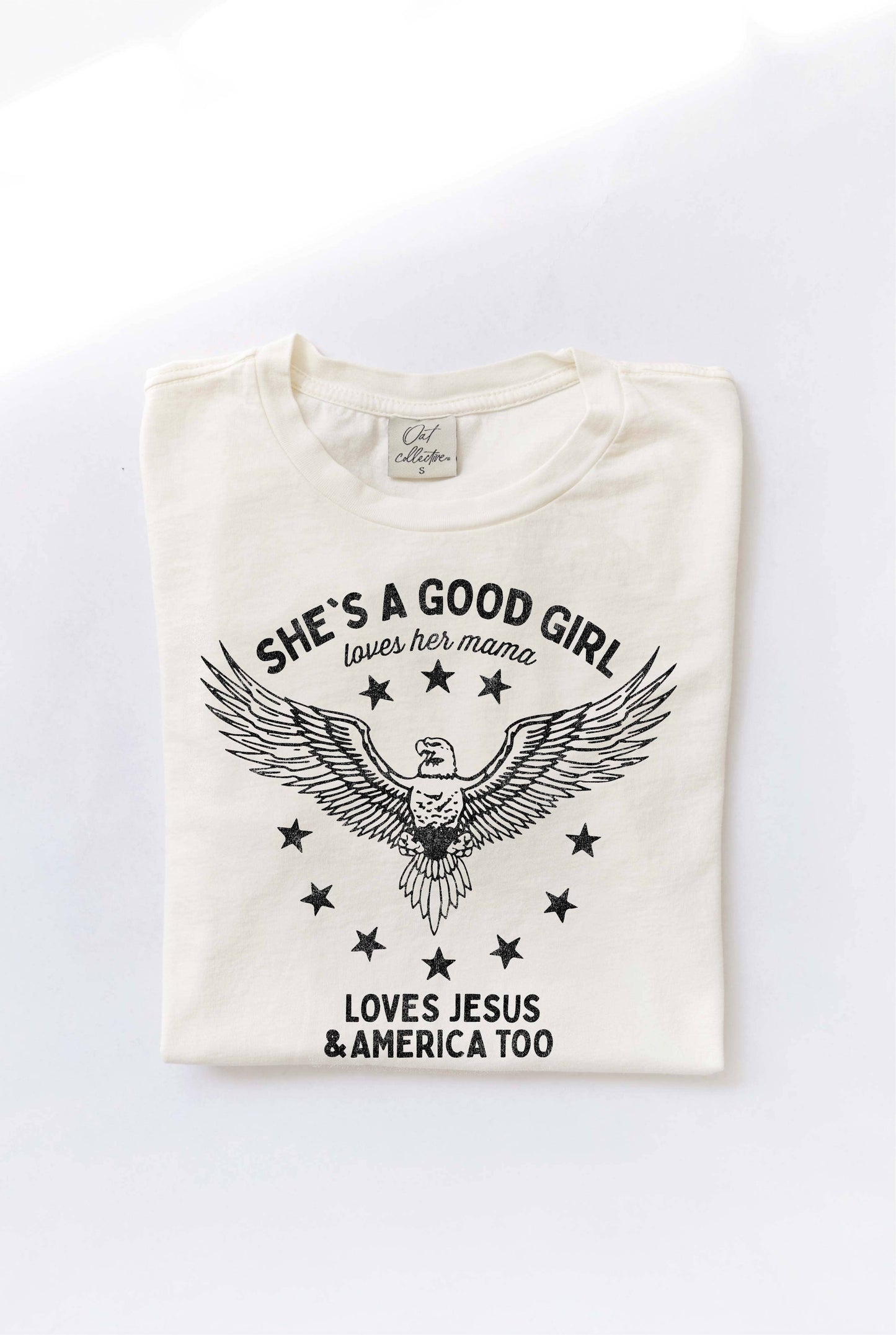 SHE'S A GOOD GIRL Mineral Washed Graphic Top
