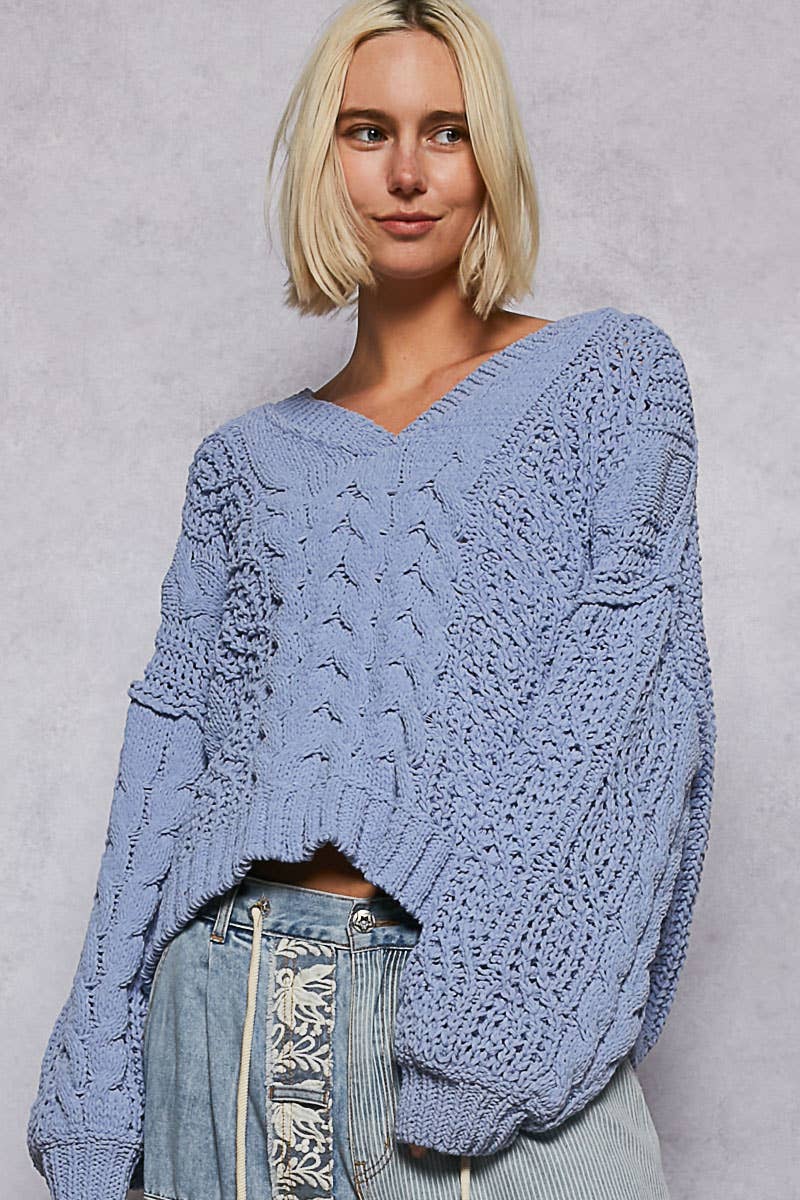 V-neck semi crop top