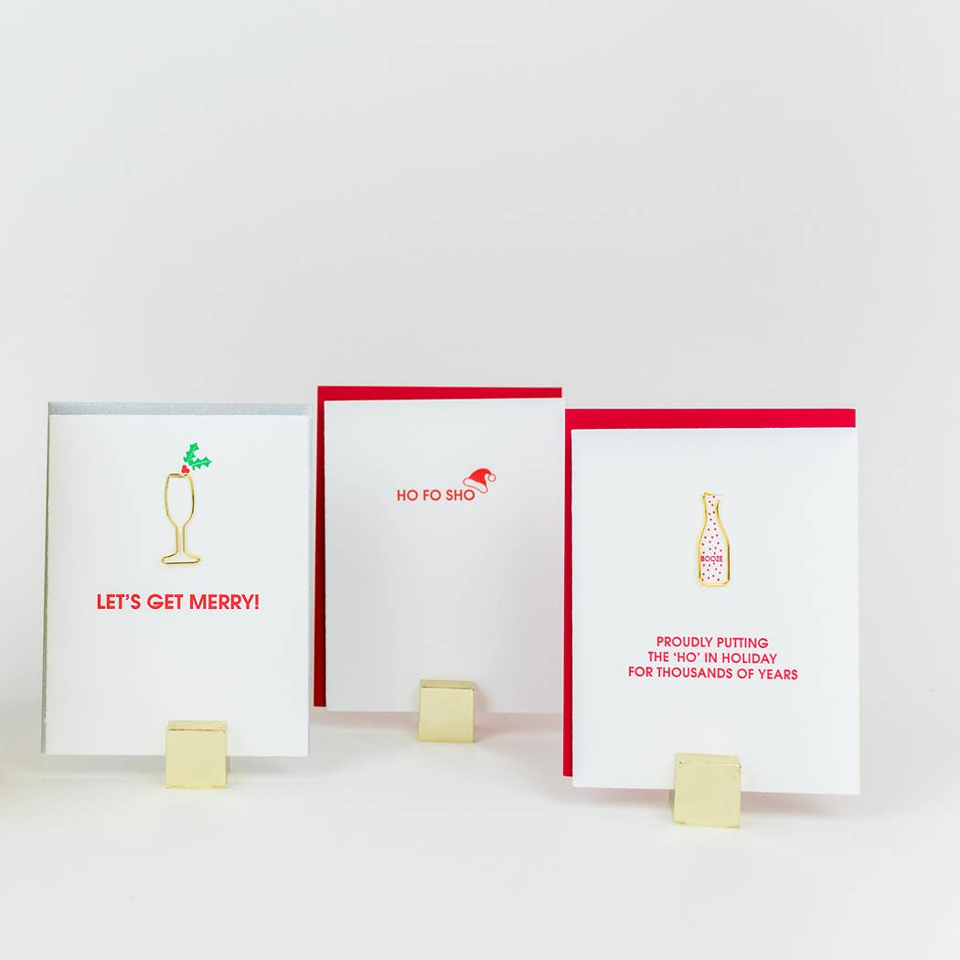 Let's Get Merry Letterpress Card with Cocktail Paper Clip