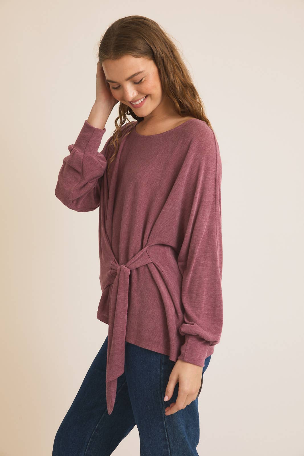 Round Neck Waist Tie top