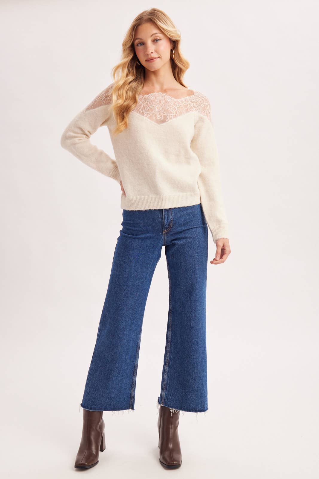 Eyelash Lace Trim Sweater