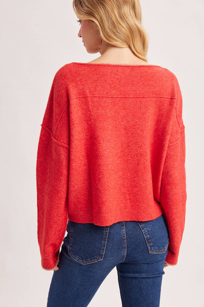 Boat Neck Rolled Trim Sweater