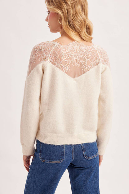 Eyelash Lace Trim Sweater