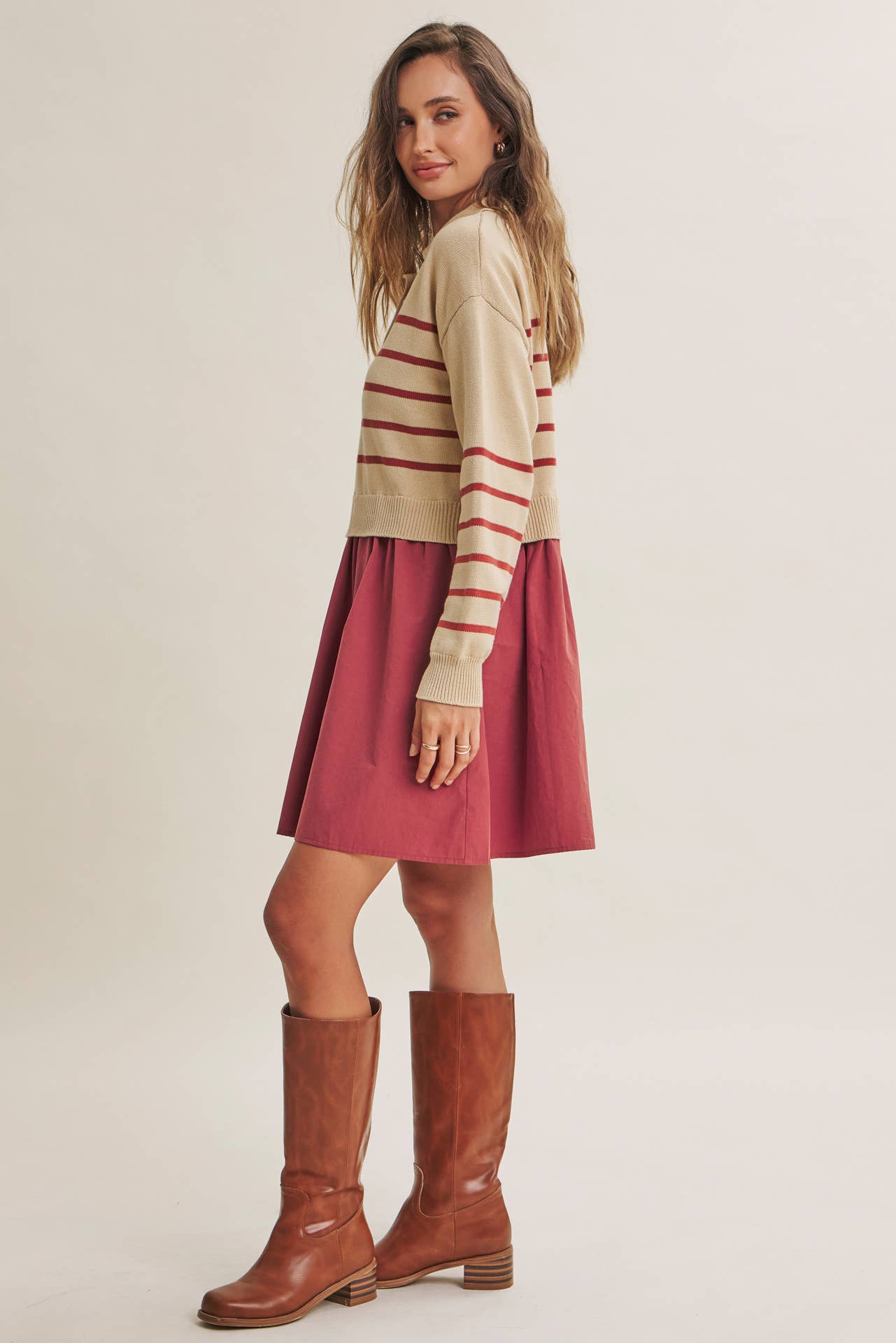 Striped Polo Sweater Mini Dress