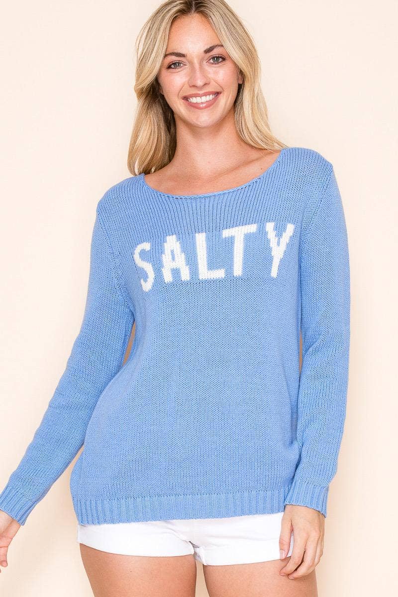 “SALTY” Graphic Knit Sweater