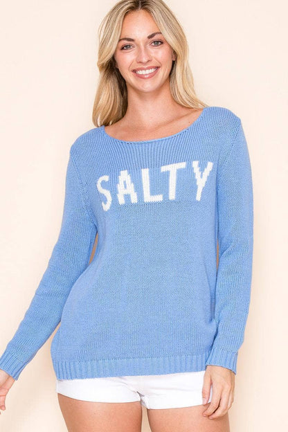 “SALTY” Graphic Knit Sweater