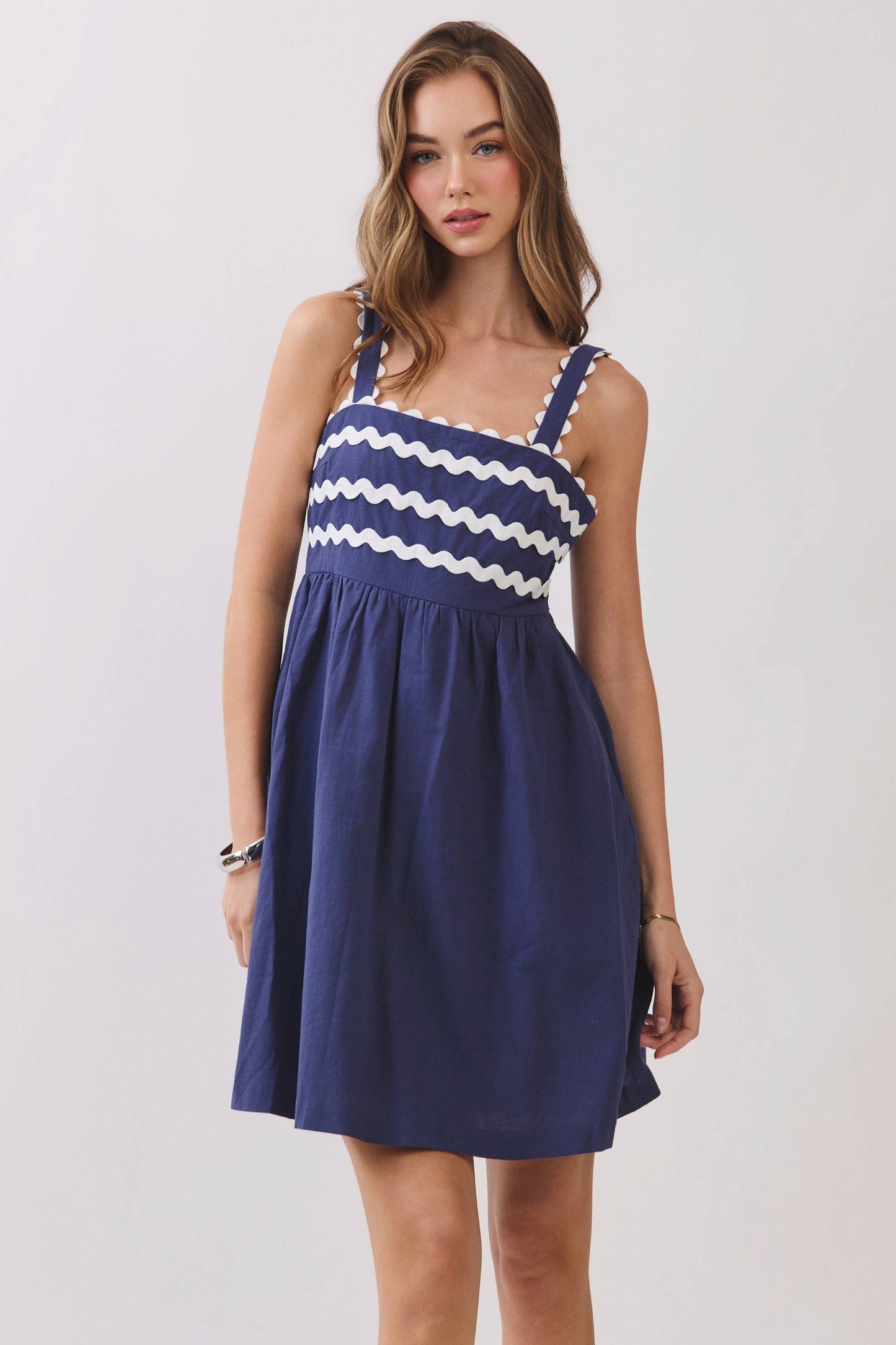 Ric Rac Trim Smocked Mini Dress