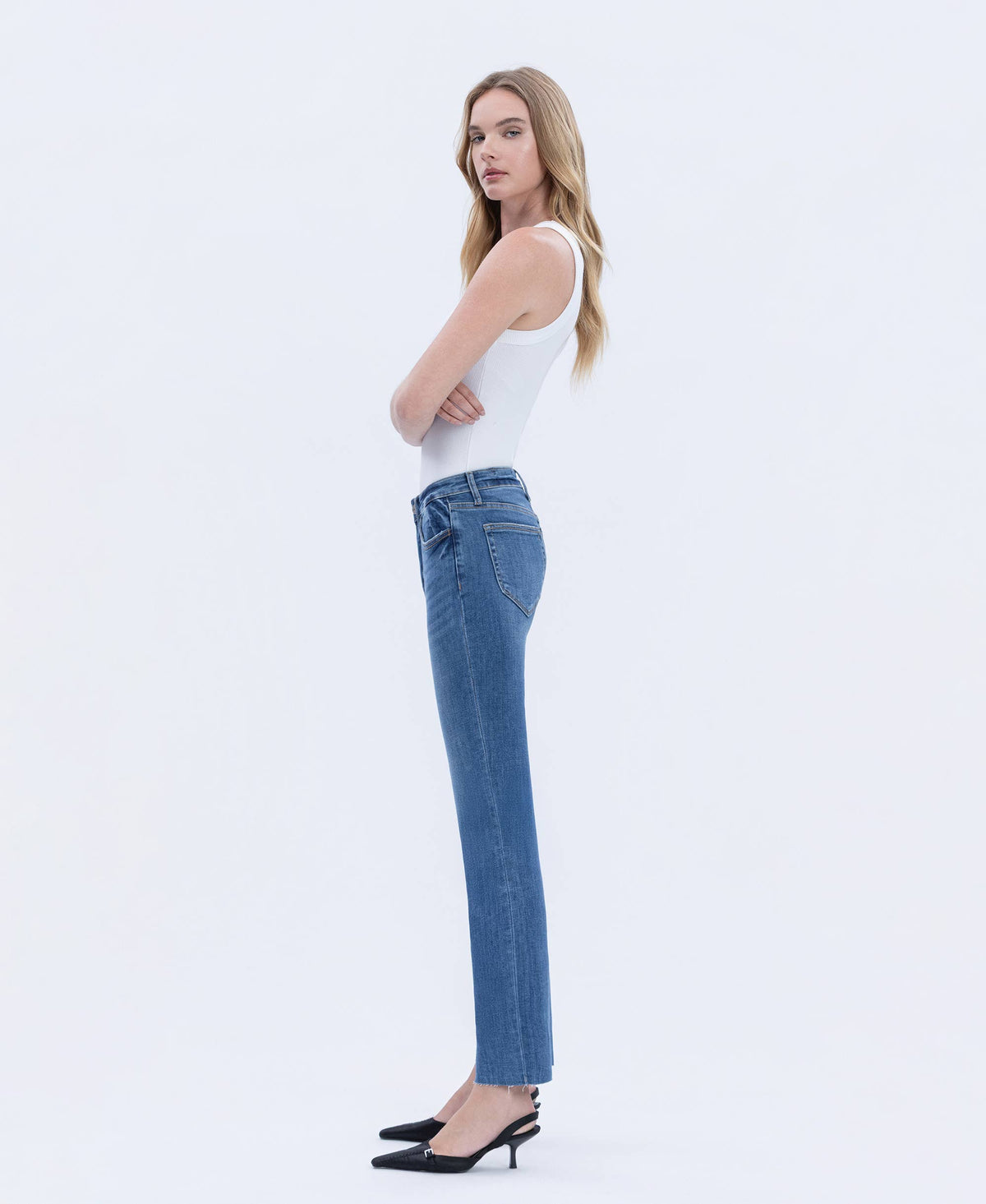 High Rise Slim Straight Jeans